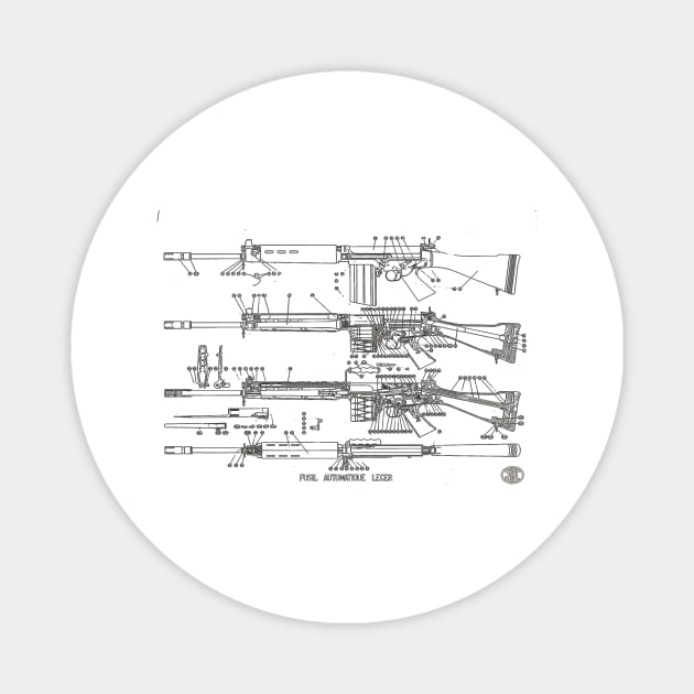 FN Herstal FAL Rifle Diagram (black) Magnet by Big Term Designs